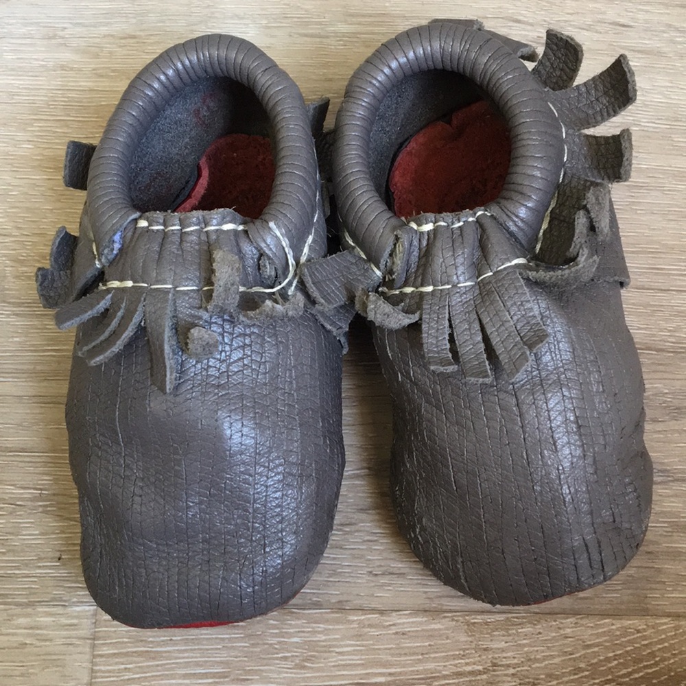Freshly Picked size 3 gray and red Moccs